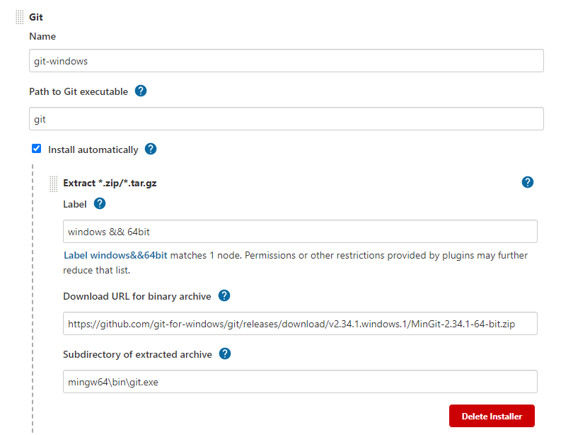 Configure MinGit for Windows to install automatically