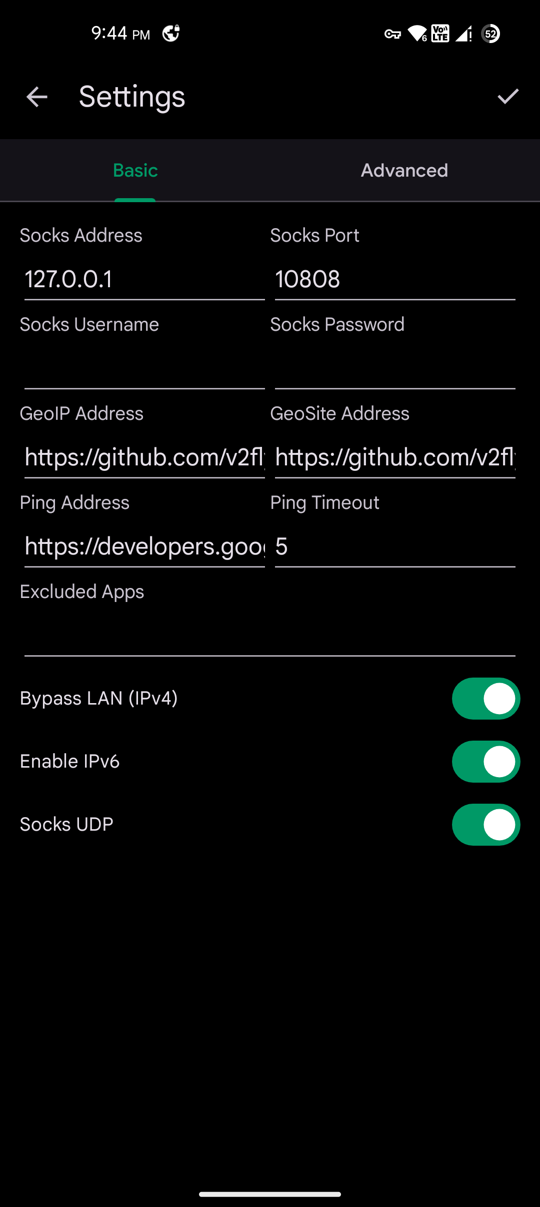 SettingsActivity: Basic Tab