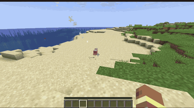 Picking up a pig and throwing it across a beach