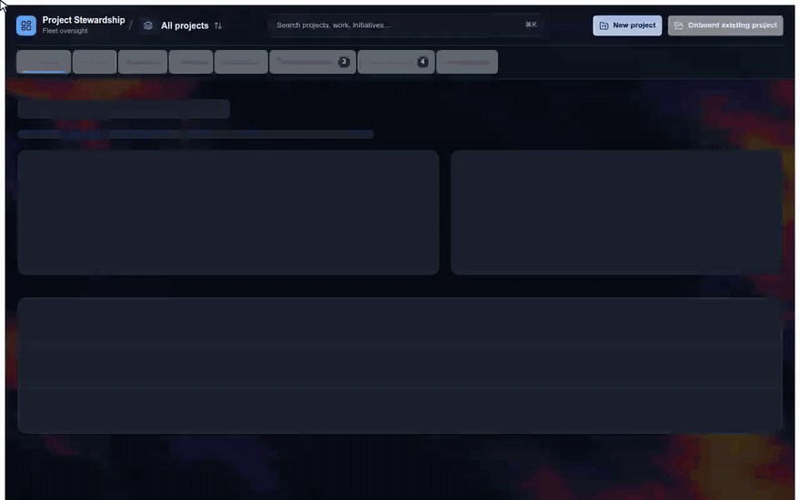 A short walkthrough on made-up data: the Dashboard, a project's Kanban board and workflow, the Approval Inbox, and archived projects in the project switcher
