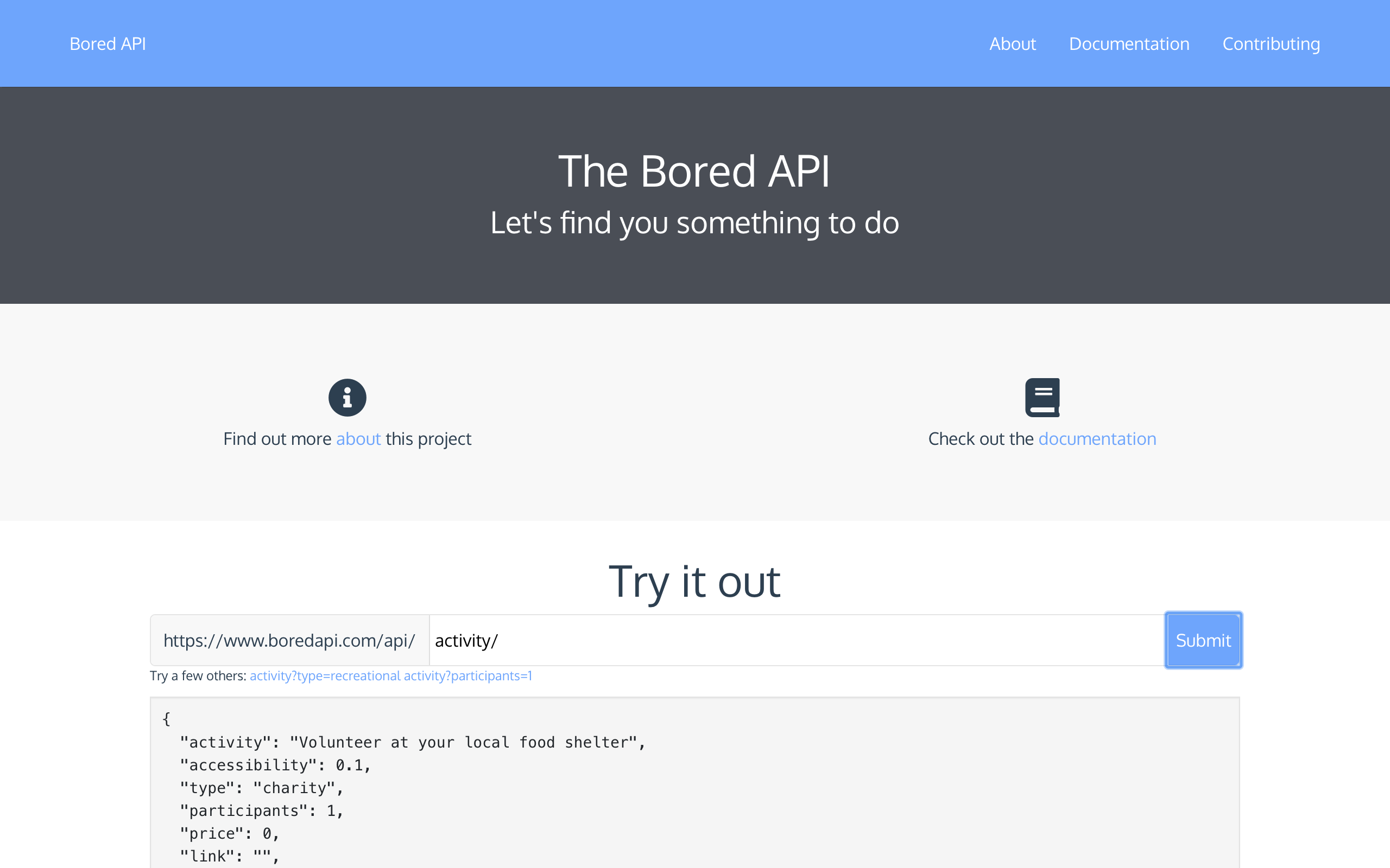 Bored API Website