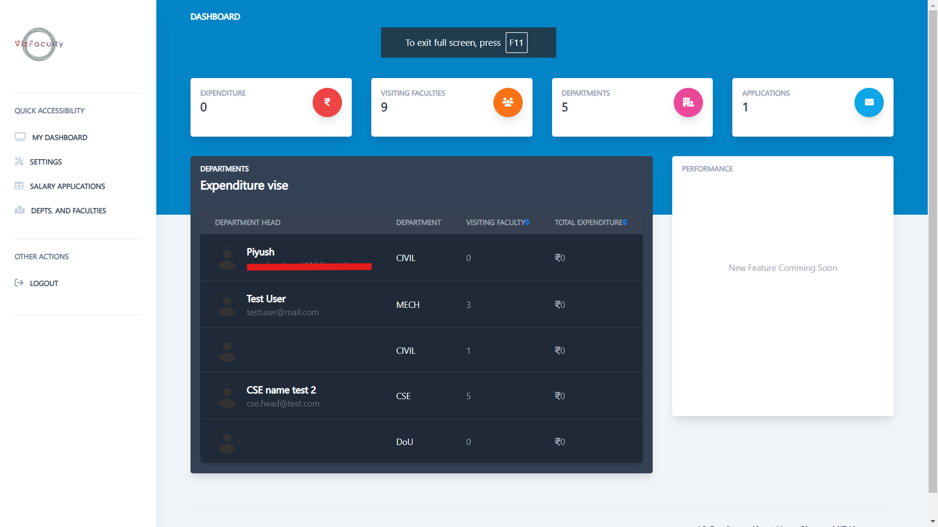 Admindept Dashboard