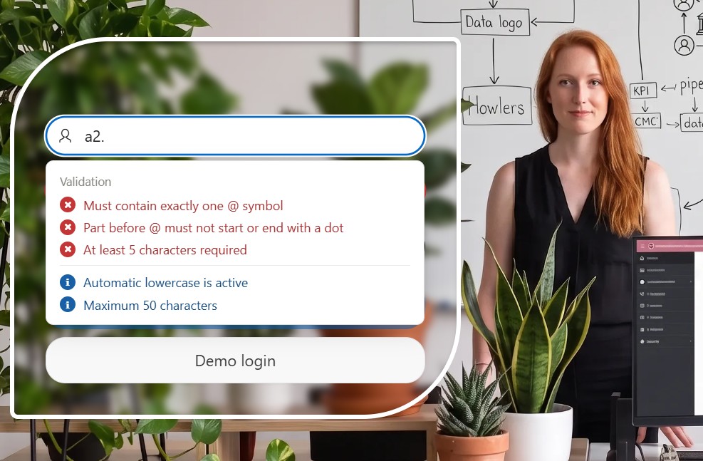 Oracle APEX Email Validator plug-in — live validation popover under the email field
