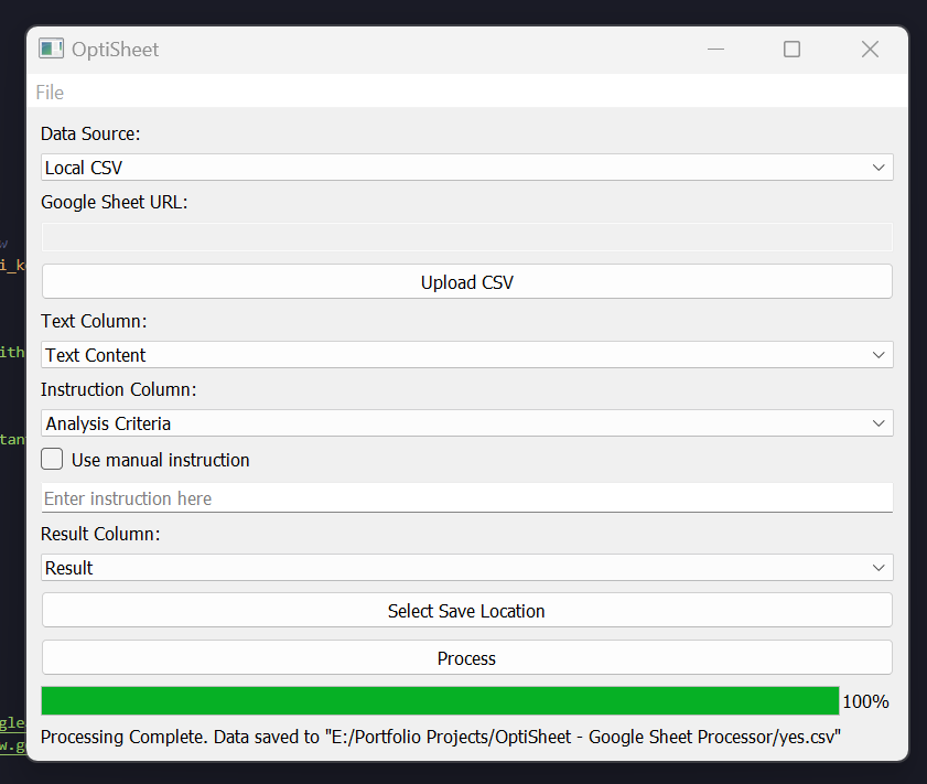 OptiSheet Sample