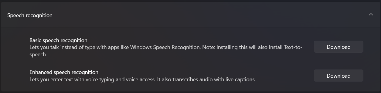 Items under speech recognition