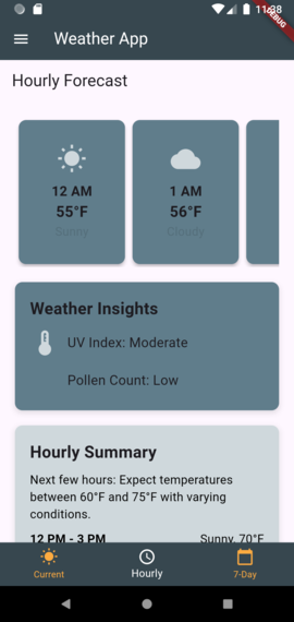 Hourly Weather Screen