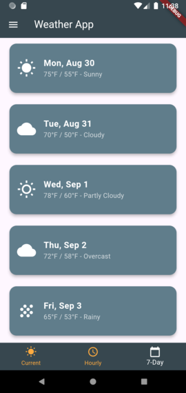 7-Day Weather Screen