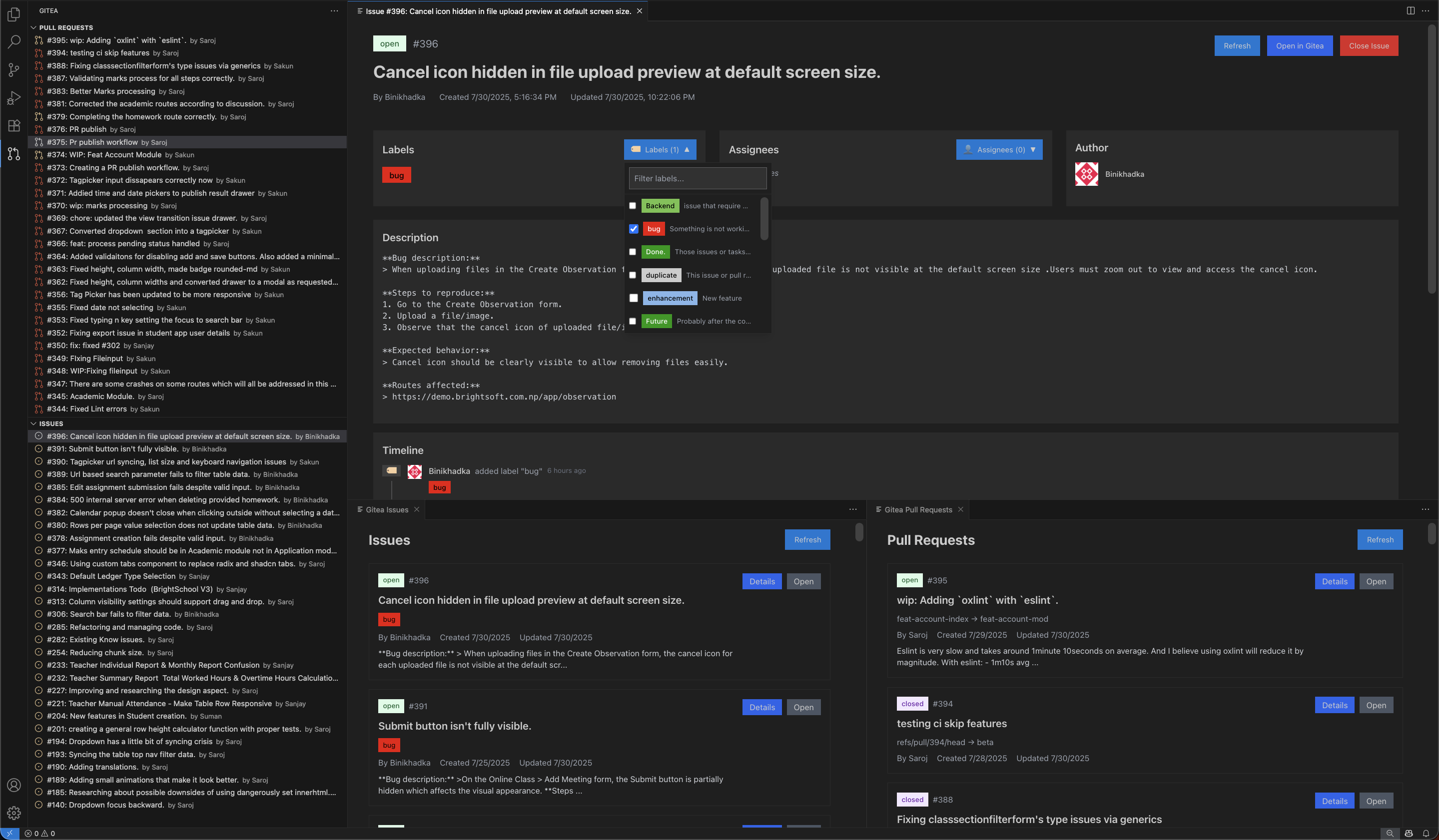 Screenshot of the extension