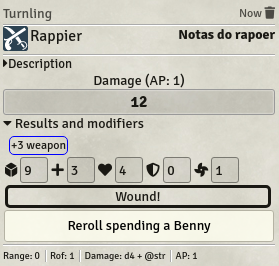 Weapon damage roll