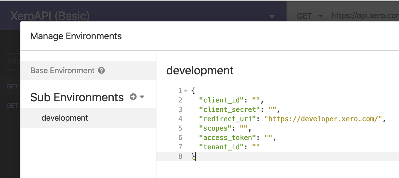 paste in environment keys