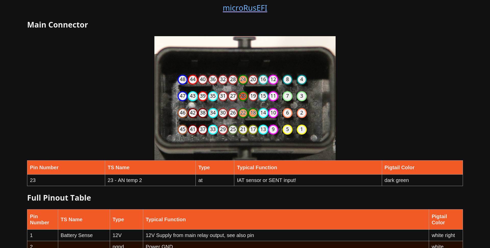 microRusEFI connector screenshot