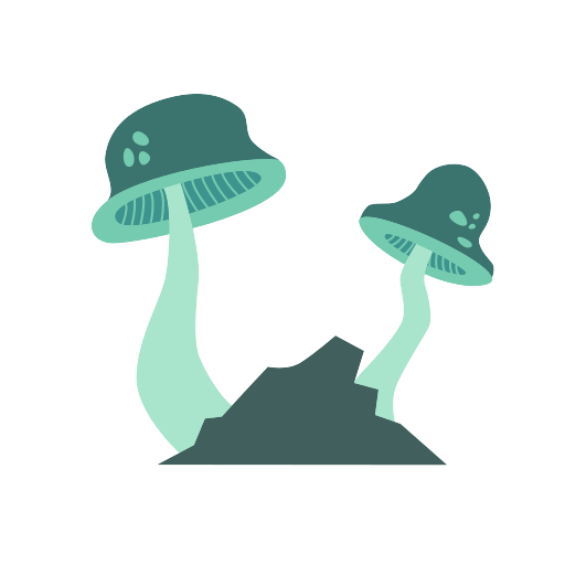 A cartoon image of two mushrooms