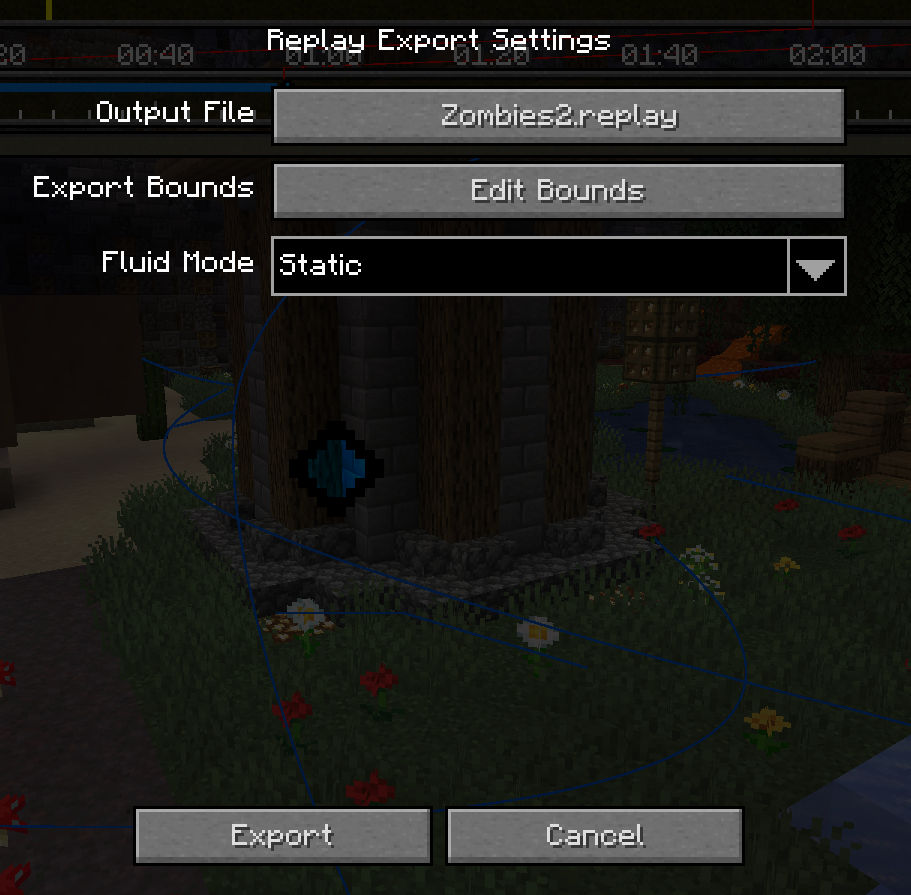 The Export Settings menu