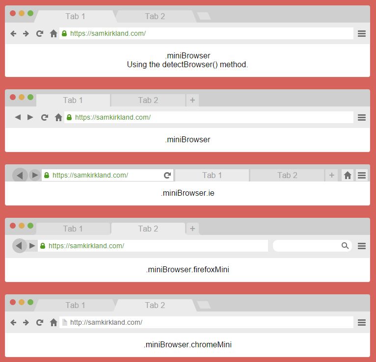Screen shot of all browsers