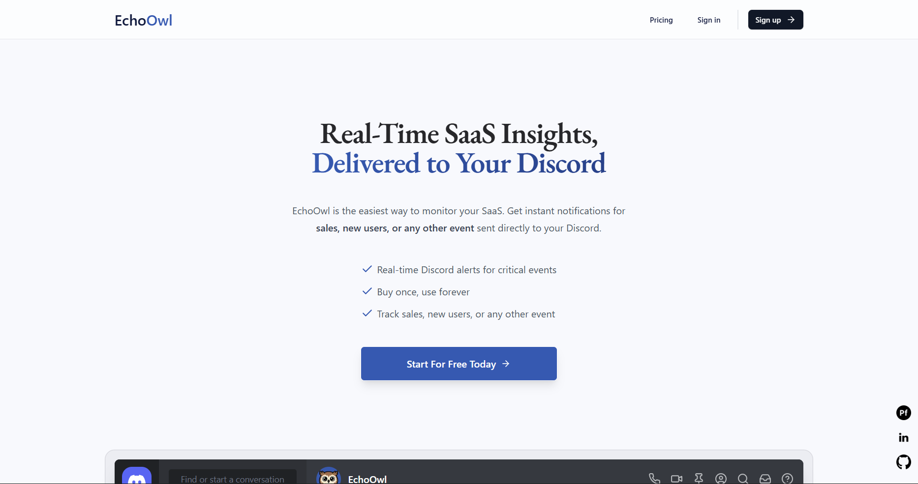 EchoOwl — Production-ready SaaS event monitoring platform.