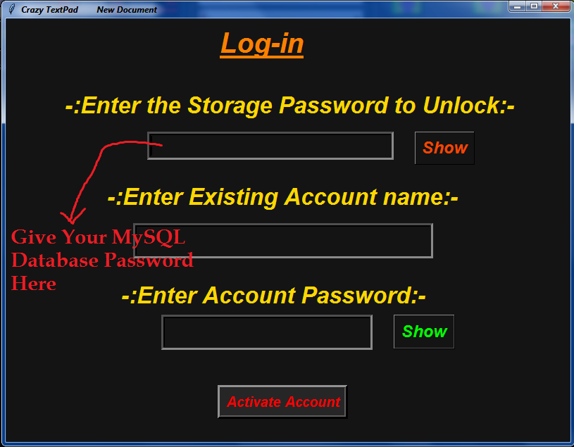 About Storage Password Information