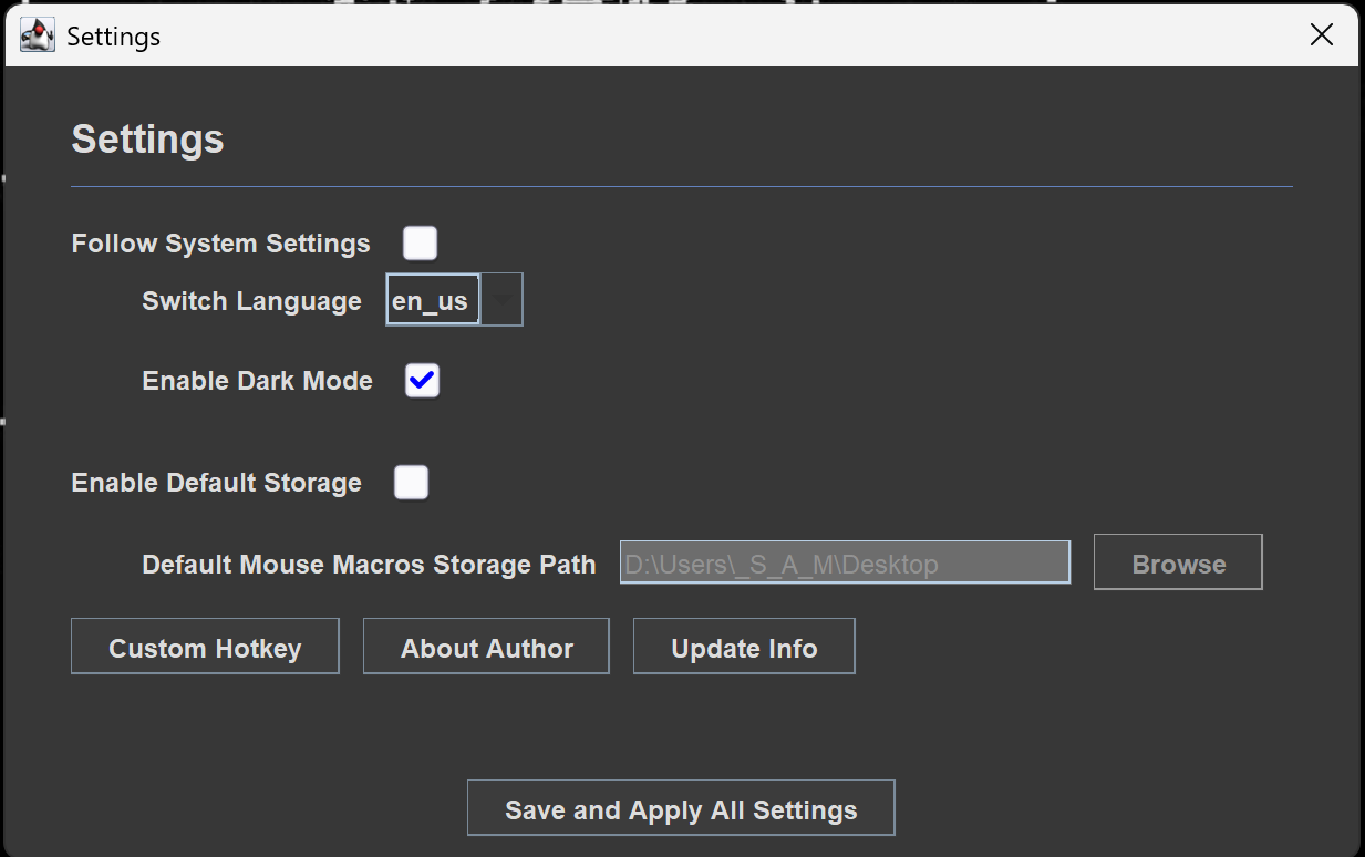 Settings Dialog