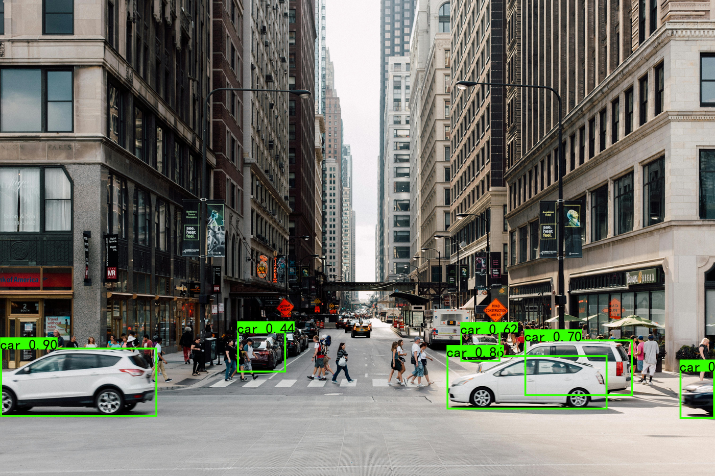 YOLOv8 detecting vehicles on a street