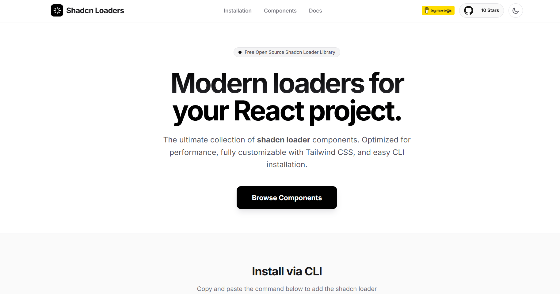 Shadcn Loaders Landing Page