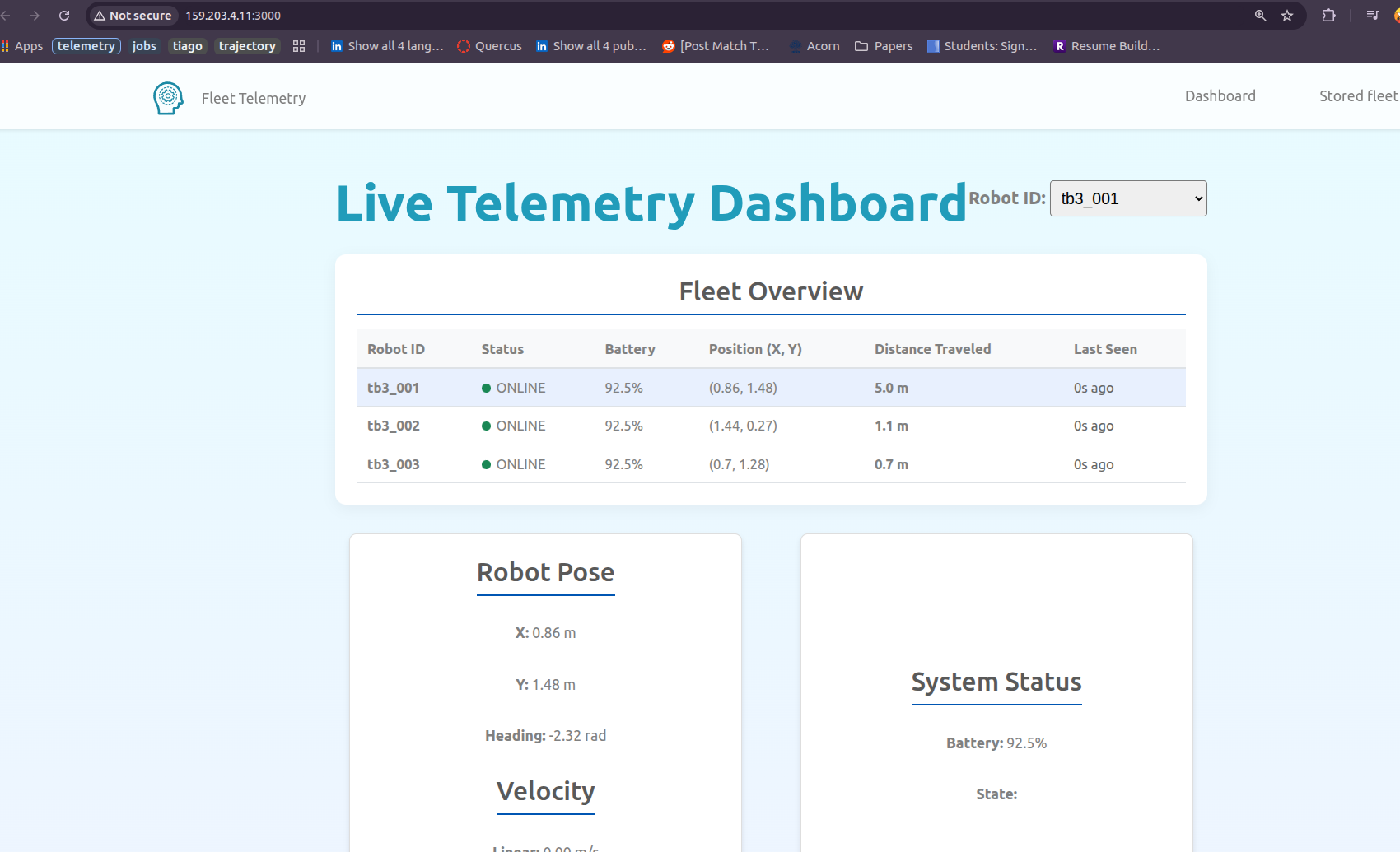 Live robot-fleet dashboard