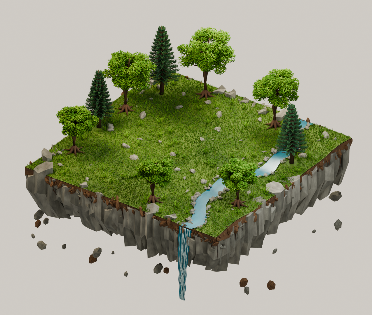 Floating forest reconstructed and rendered in Blender