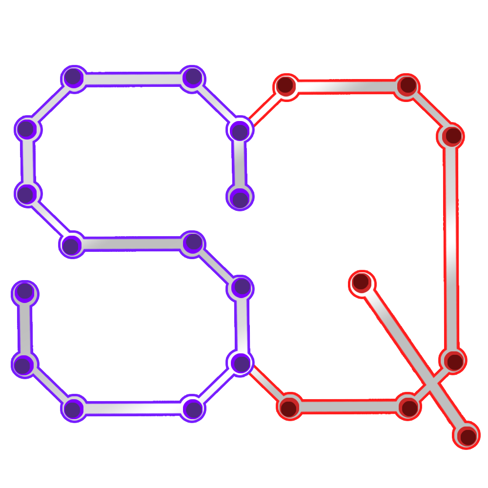 The letters S and Q stylized to look like wires and circular nodes
