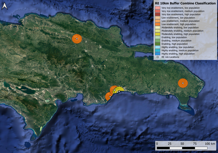 Point location (RE sites) results concerning enabling environments with respect to women’s population for the DR