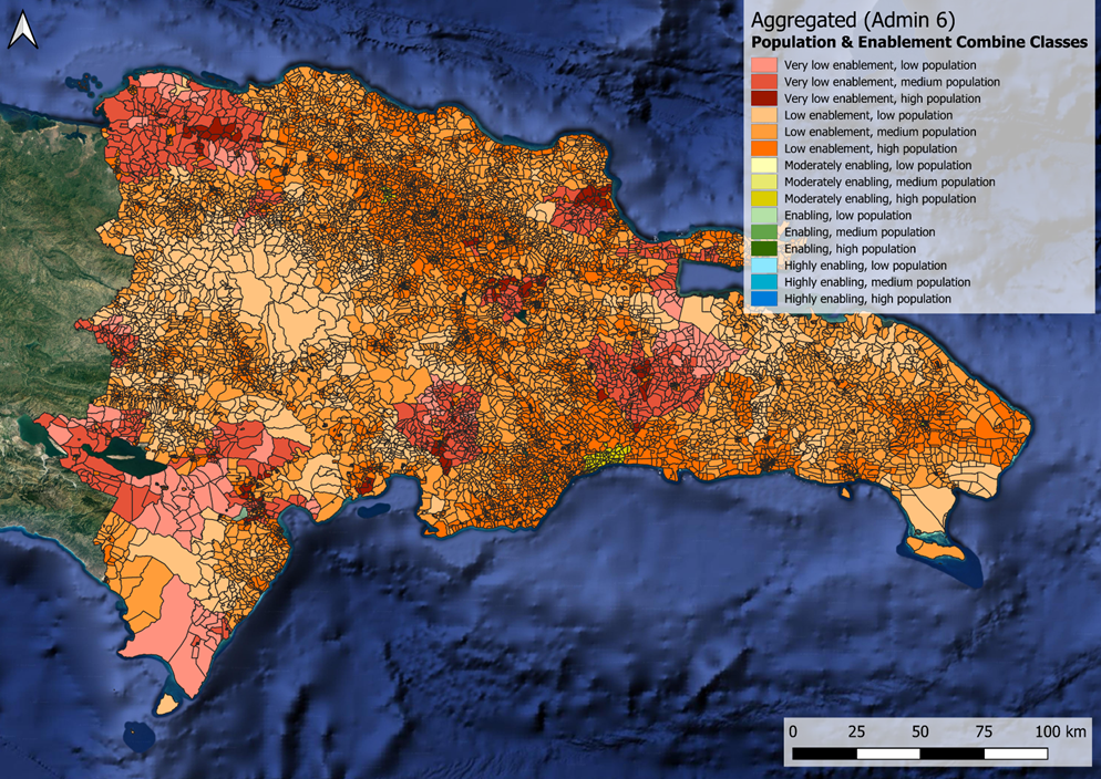 Aggregate results concerning enabling environments with respect to women’s population for the Dominican Republic