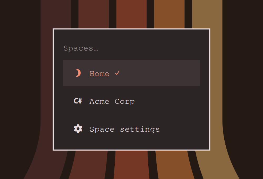 The Spaces picker