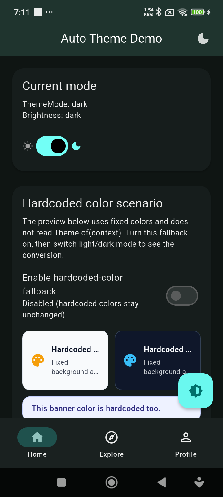 Dark mode without hardcoded fallback