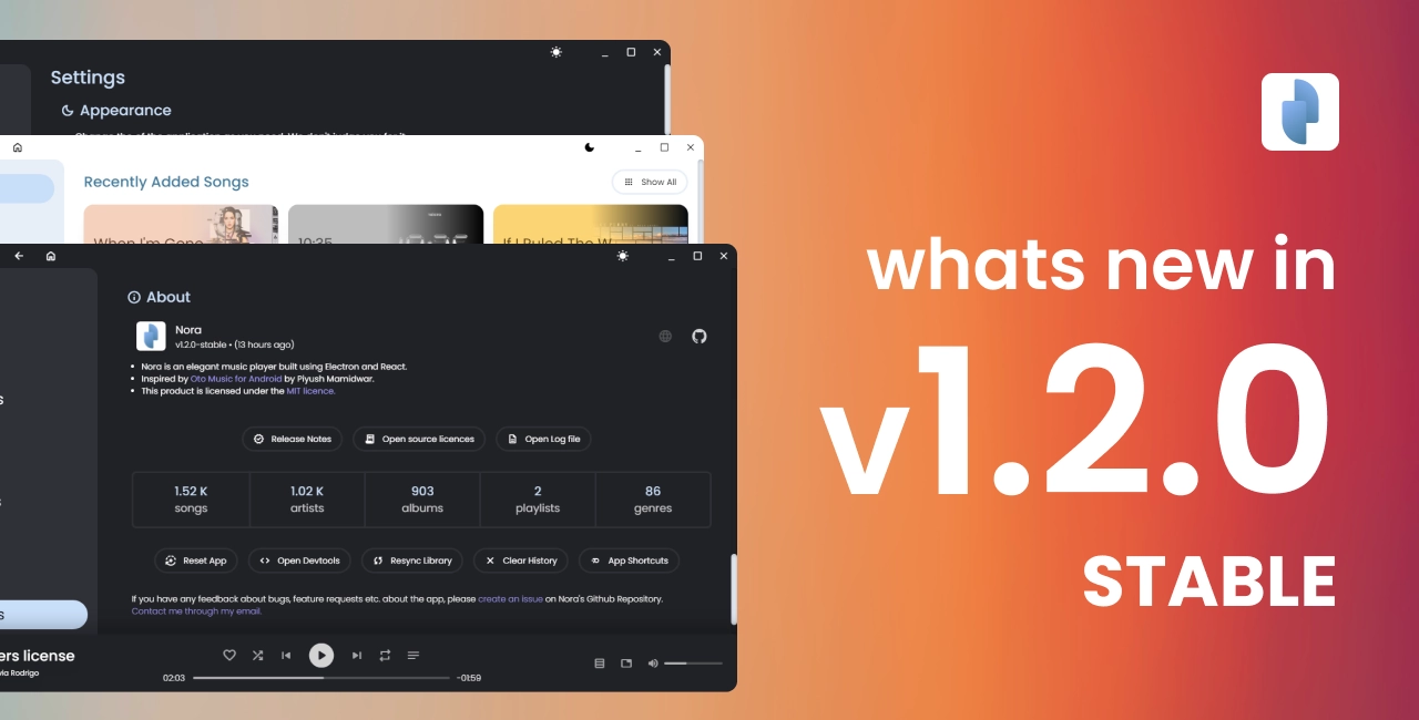 Nora v1.2.0-stable version artwork