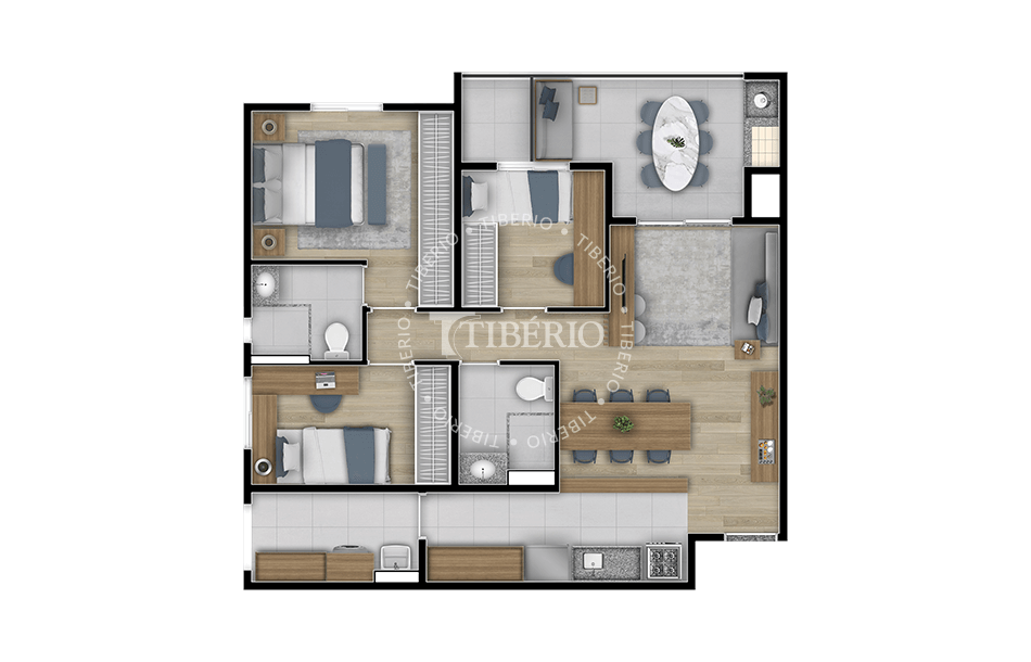 Planta do apartamento de 3 dormitórios do Sublime Pompéia