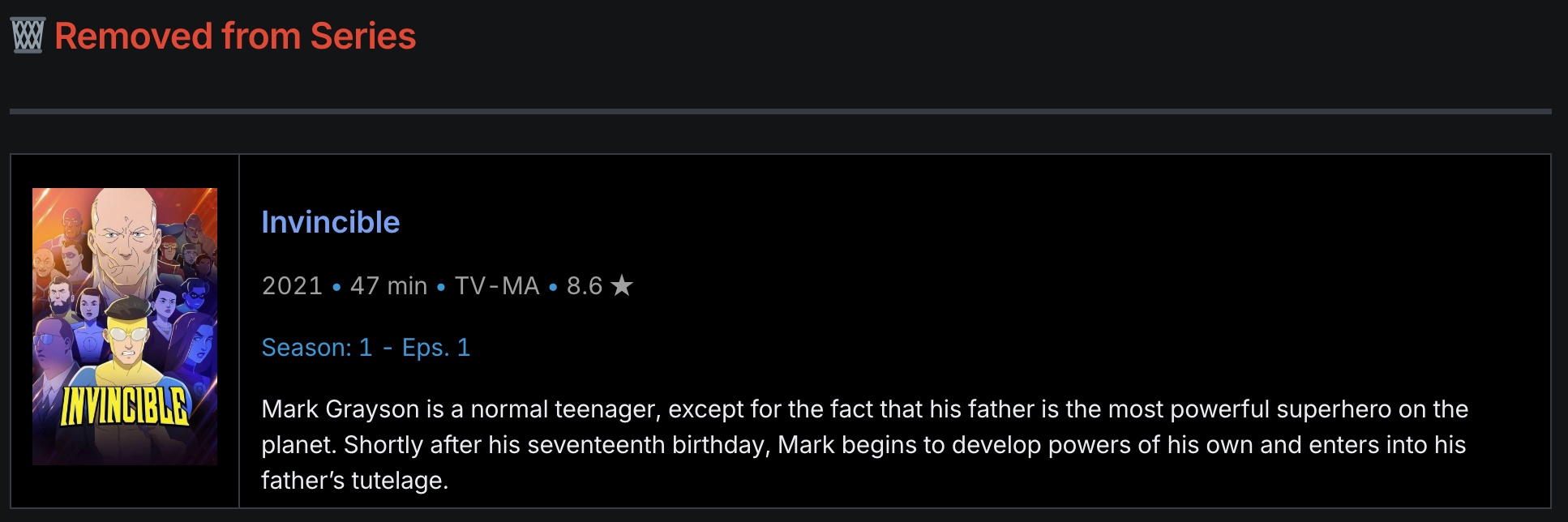 Removed Matrix Screenshot