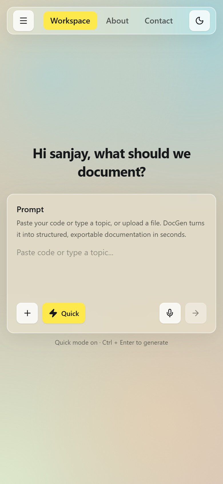 Mobile layout: the prompt card