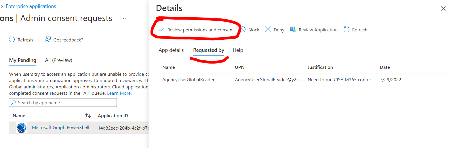 Admin application consent screen 2