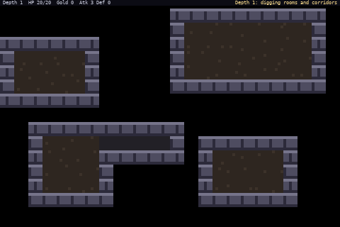 dungeon: a roguelike level being explored by a hero