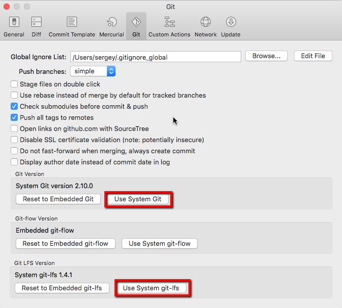 Hint for SourceTree on Mac