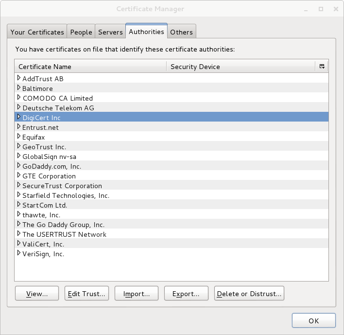 Firefox certificates