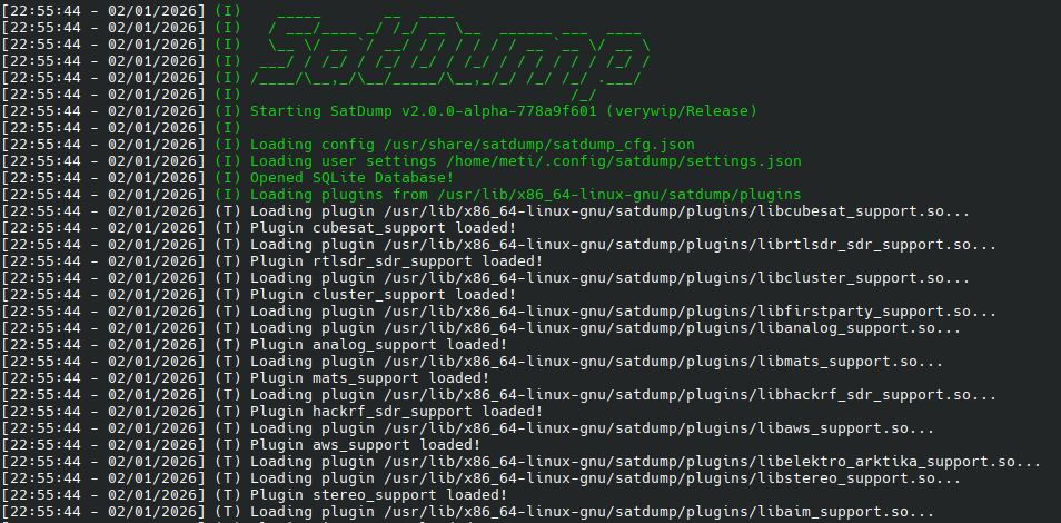 Satdump CLI initializing