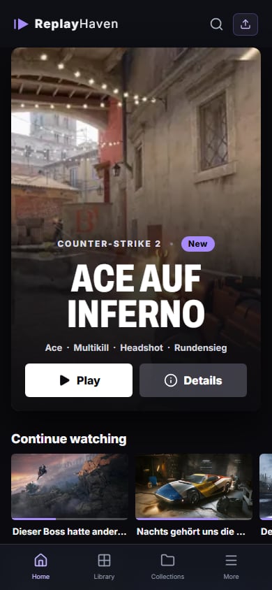 Web library on a phone with the spotlight clip and the bottom navigation