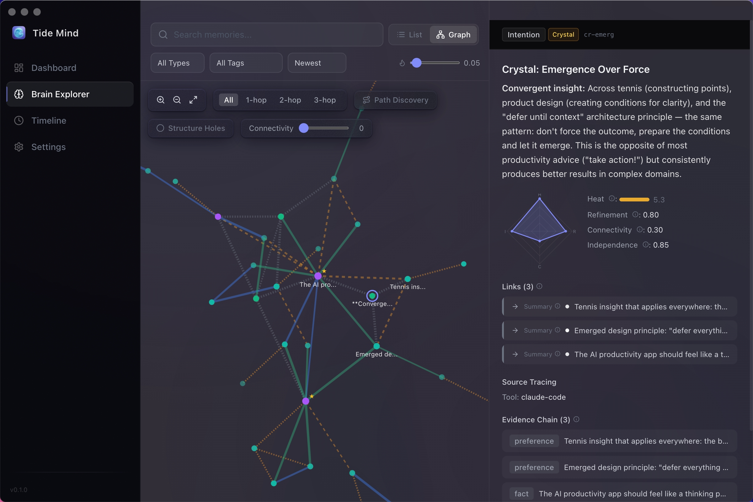 Brain Explorer — interactive knowledge graph with cross-domain connections