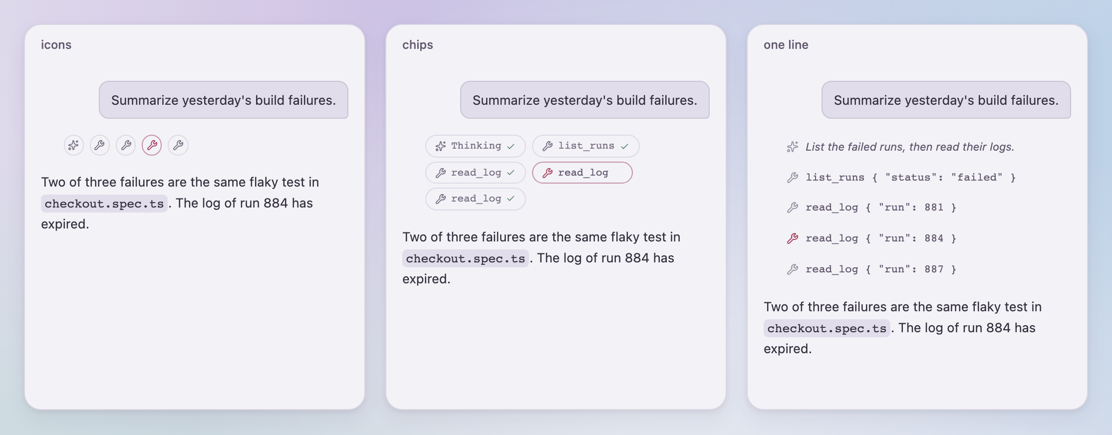 The same steps as icons, chips and single lines