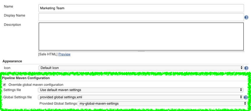 pipeline maven folder level configuration