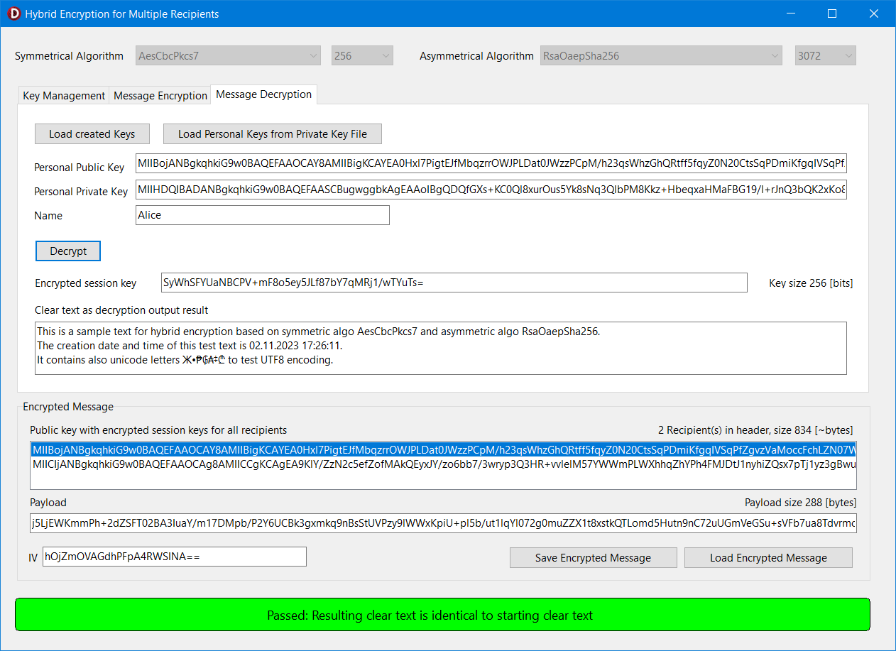 MultiRecipientHybridEncryption App in Action