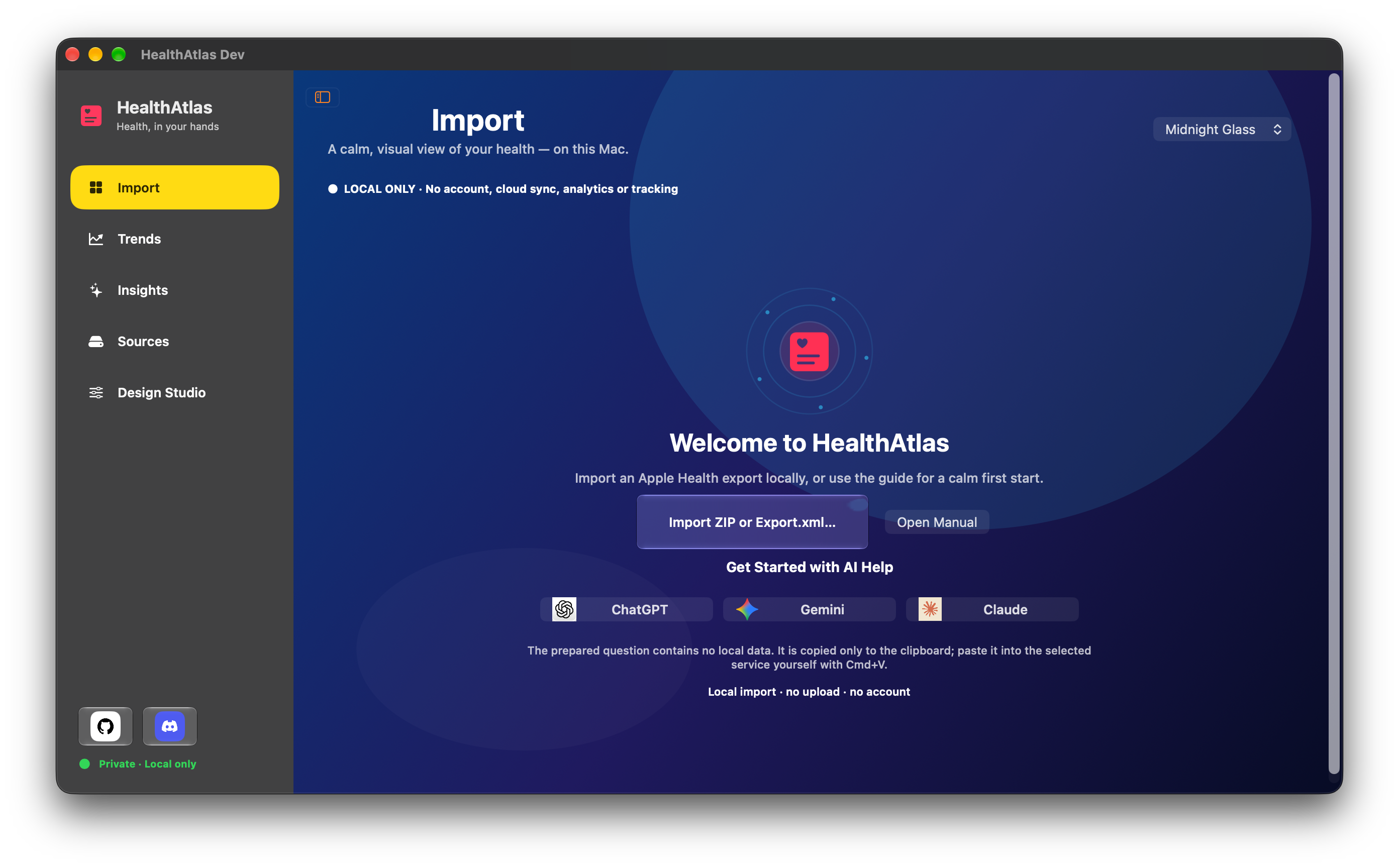 HealthAtlas Import mit synthetischen Demodaten