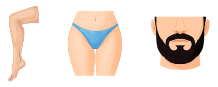 Treatment areas for laser, LED, and IPL hair removal