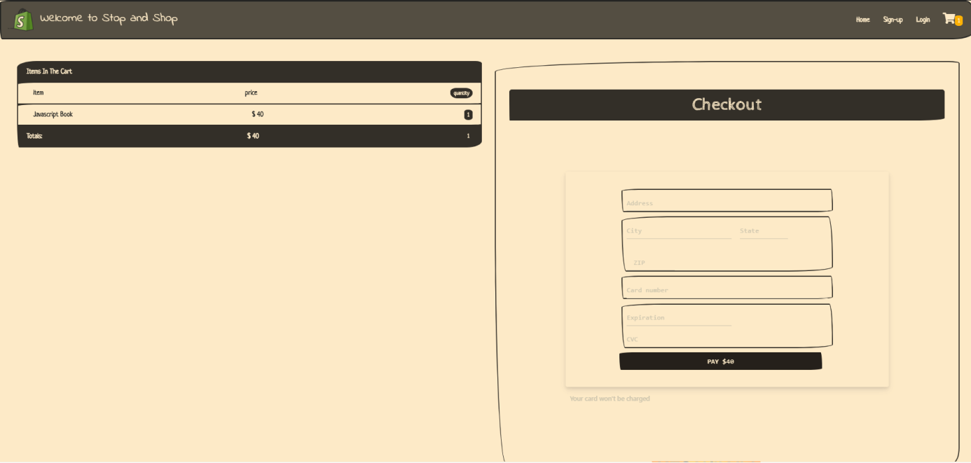 Checkout page application View