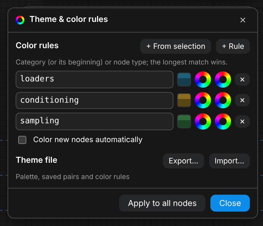 Theme and color rules