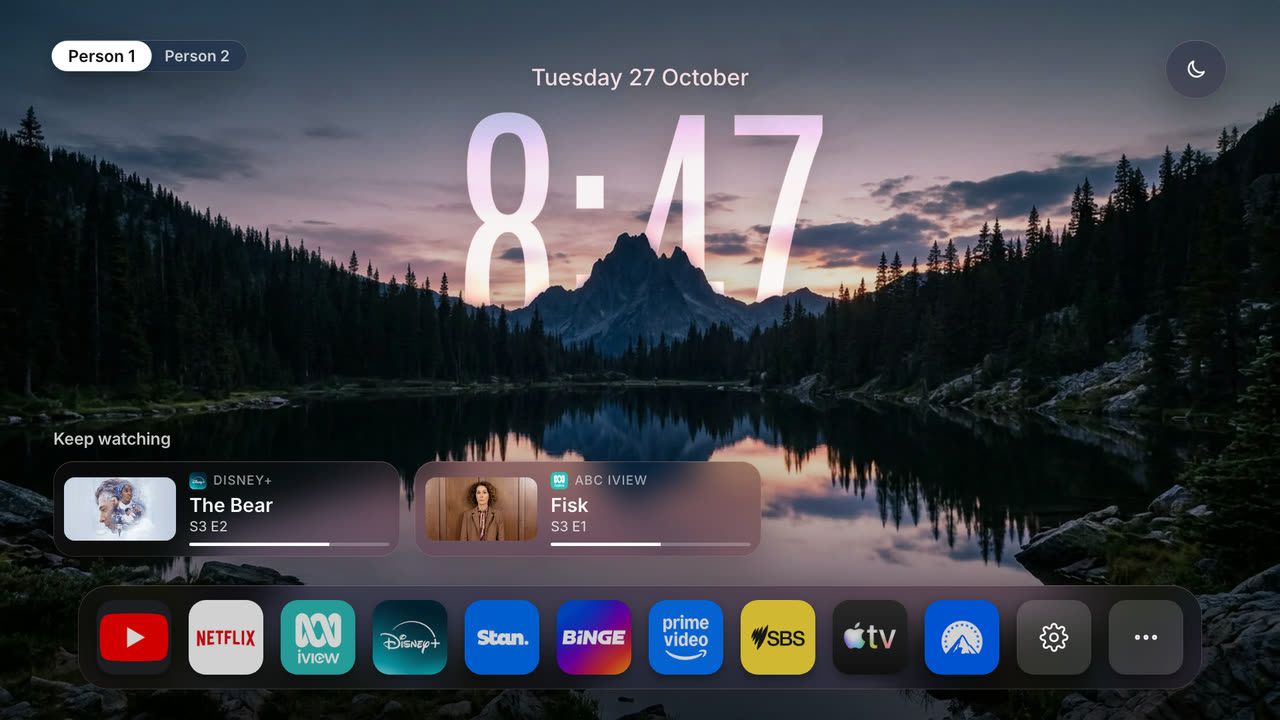 The Night home screen