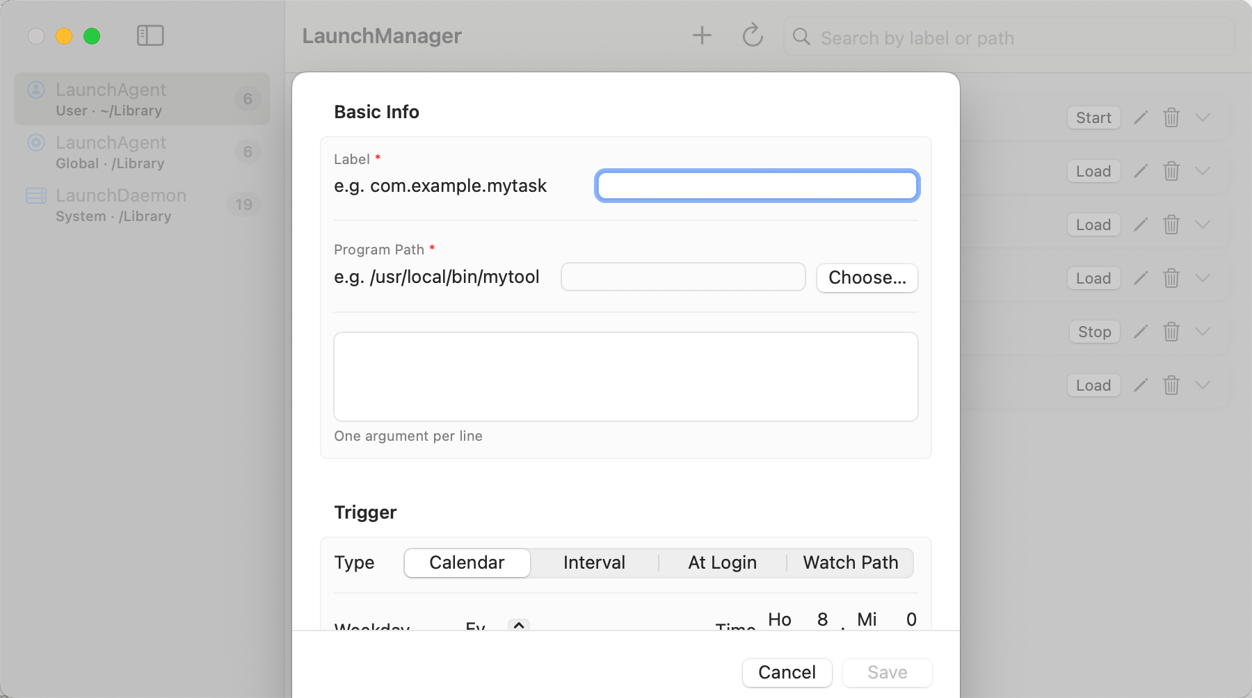 Create new job form